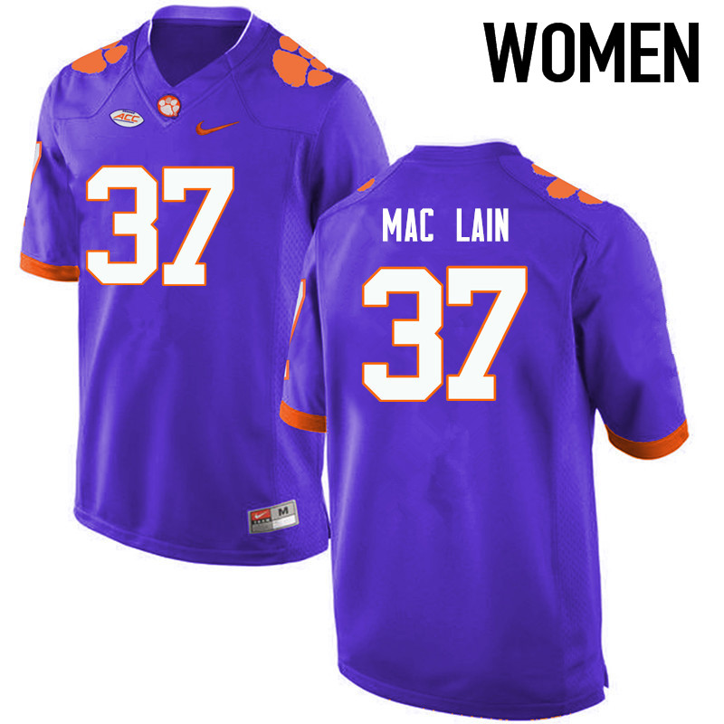 Women Clemson Tigers #37 Ryan Mac Lain College Football Jerseys-Purple - Click Image to Close